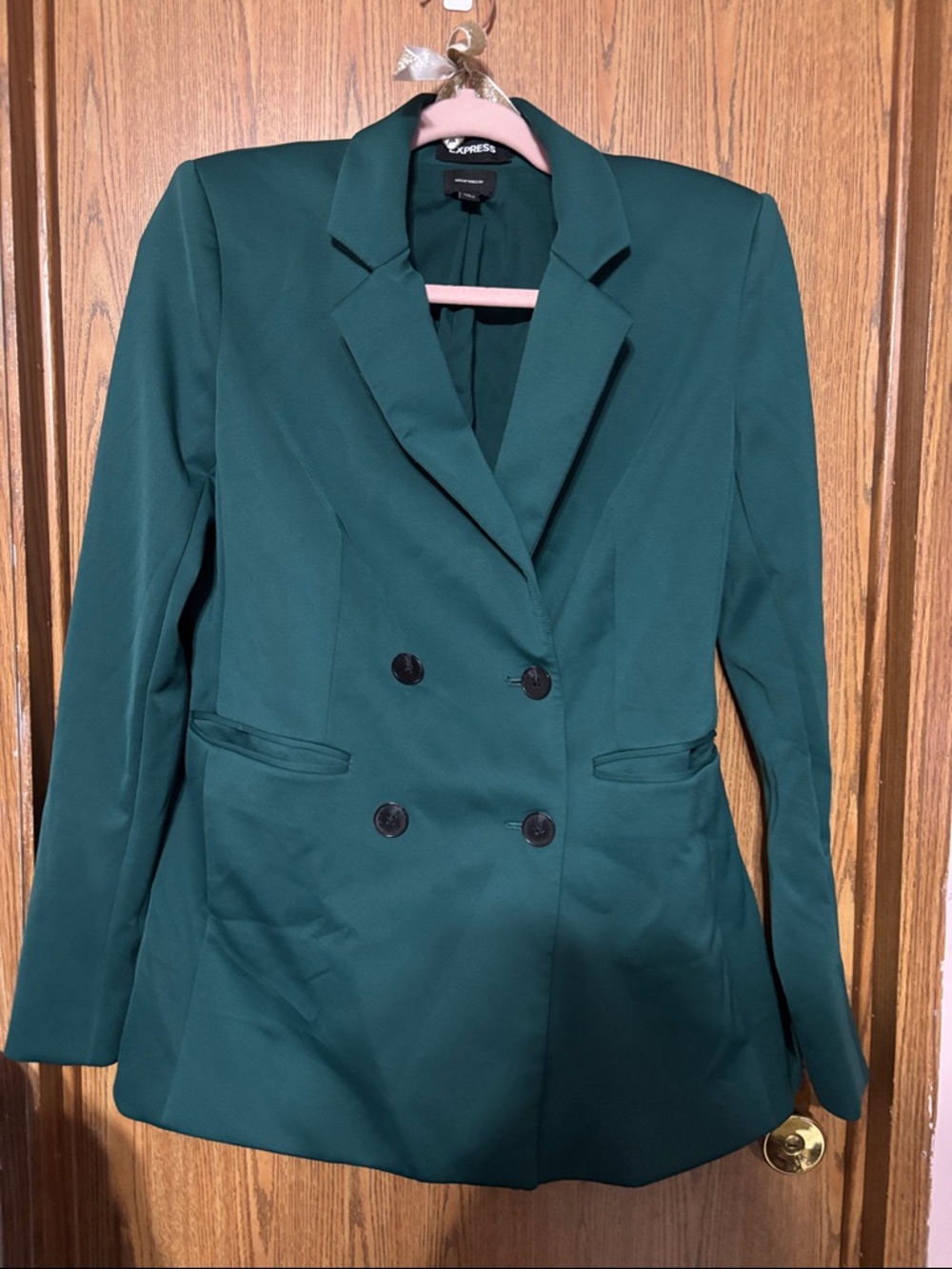 Express Emerald Green Double-Breasted Blazer